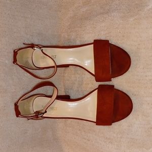 Women's Burgundy Nine West Block Strappy Sandals